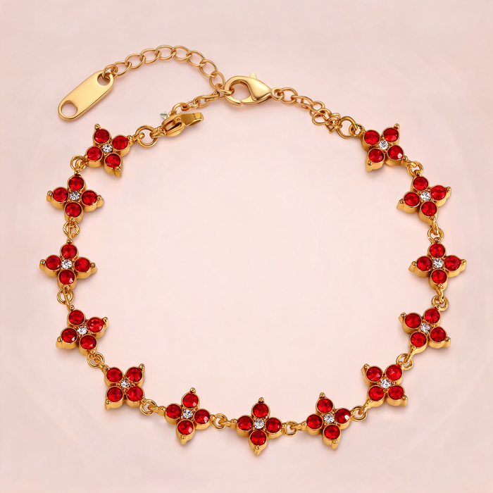 Bracelet Fleurs Pointues Rouge