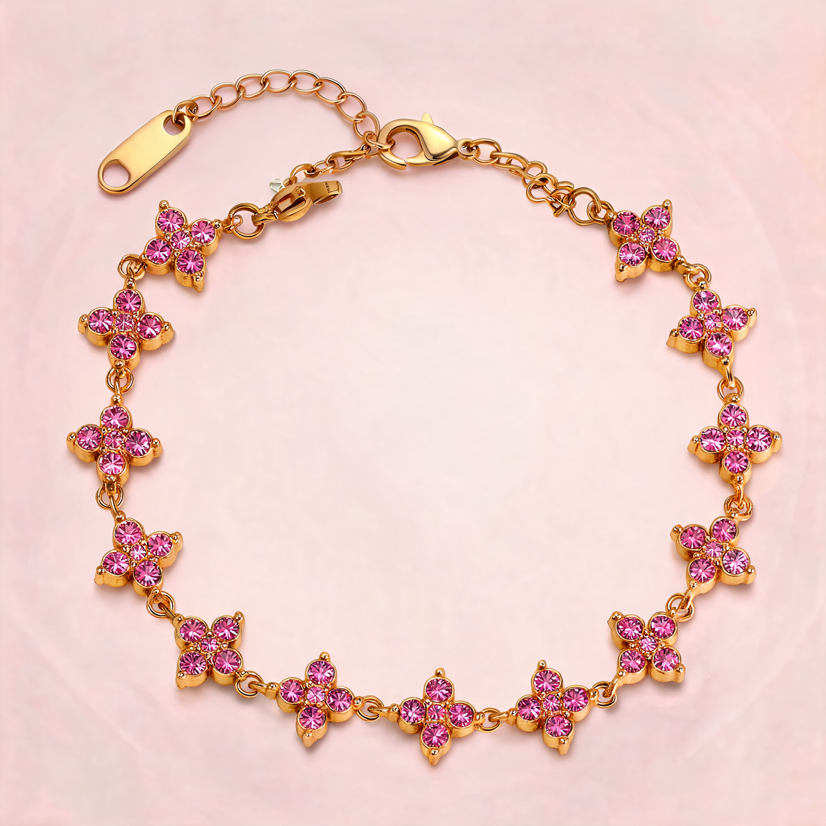 Bracelet Fleurs Pointues Rose