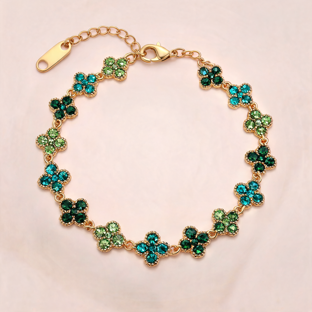 Bracelet Fleuri Vert Jade