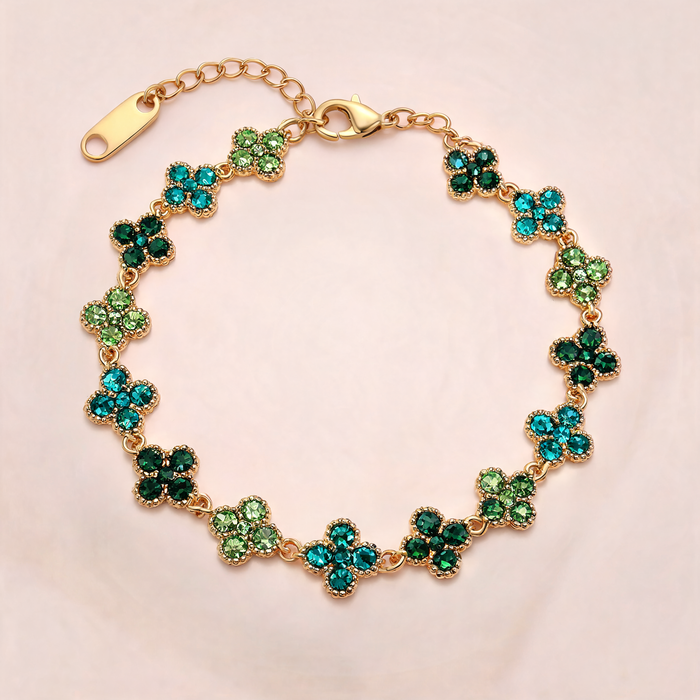 Bracelet Fleuri Vert Jade