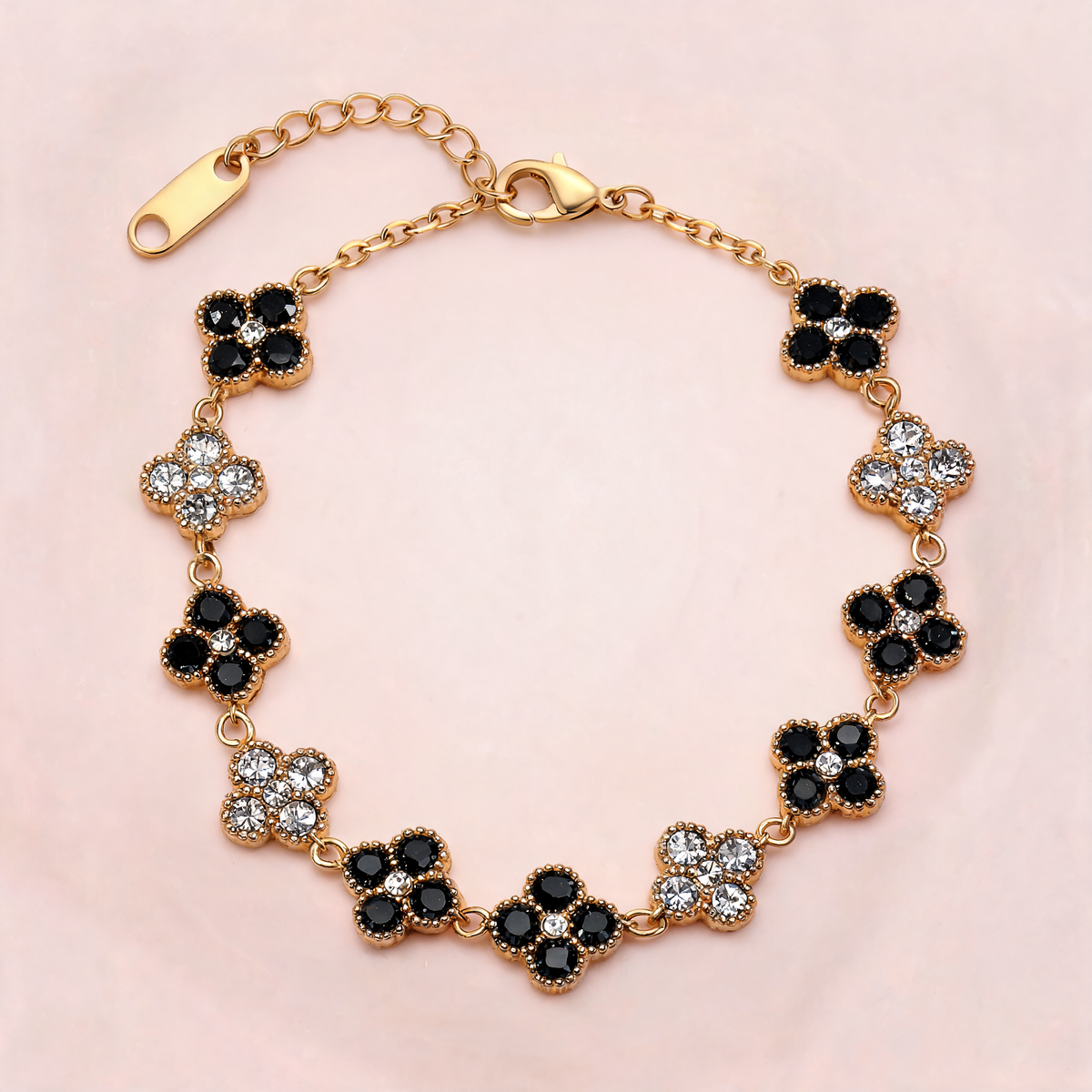 Bracelet Fleuri Noir & Gris