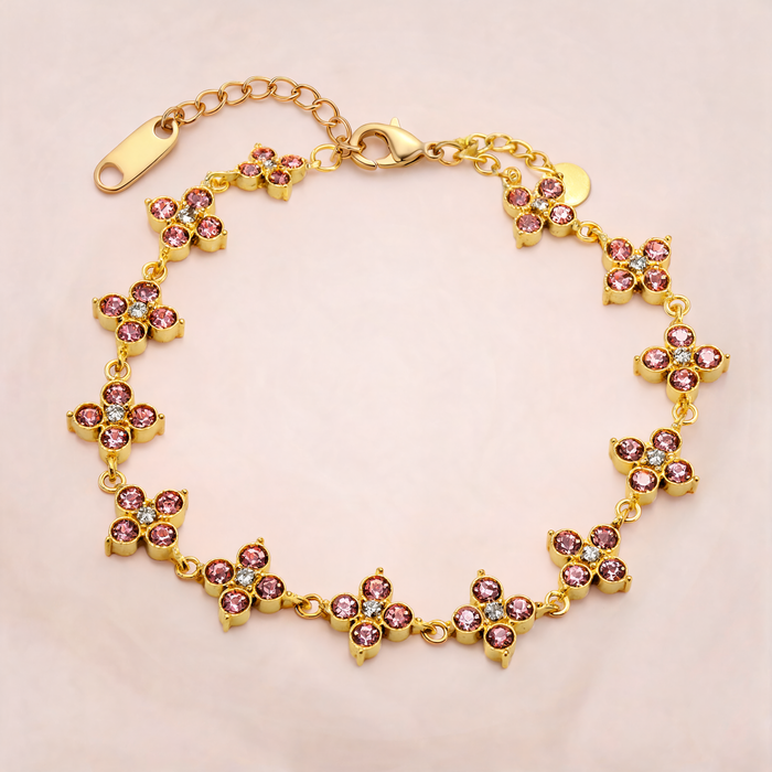 Bracelet Fleurs Pointues Rose Clair