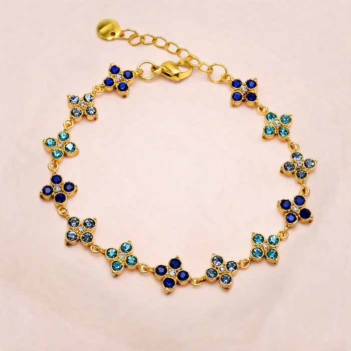 Bracelet Fleurs Pointues Bleu & Turquoise