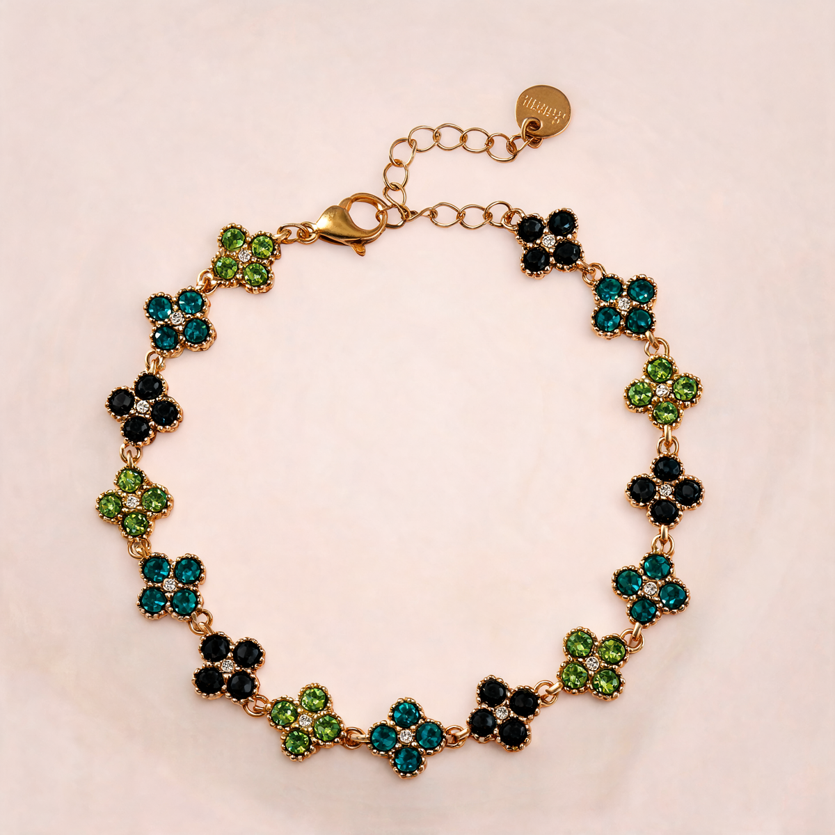 Bracelet Fleuri Vert & Noir