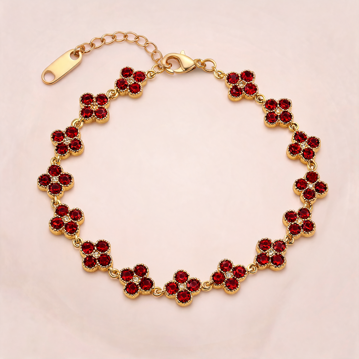 Bracelet Fleuri Rouge Profond