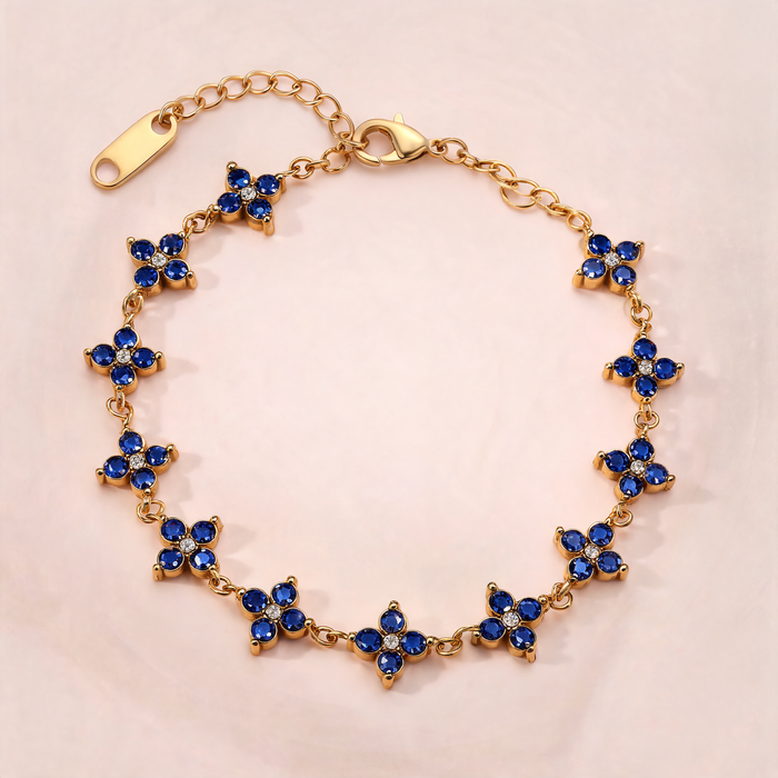 Bracelet Fleurs Pointues Bleu Nuit