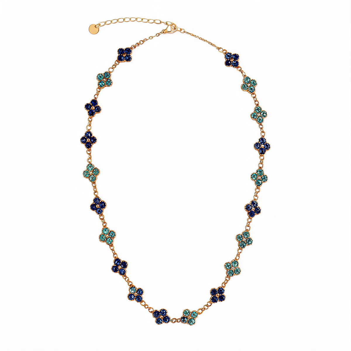 Collier Fleuri Bleu & Vert