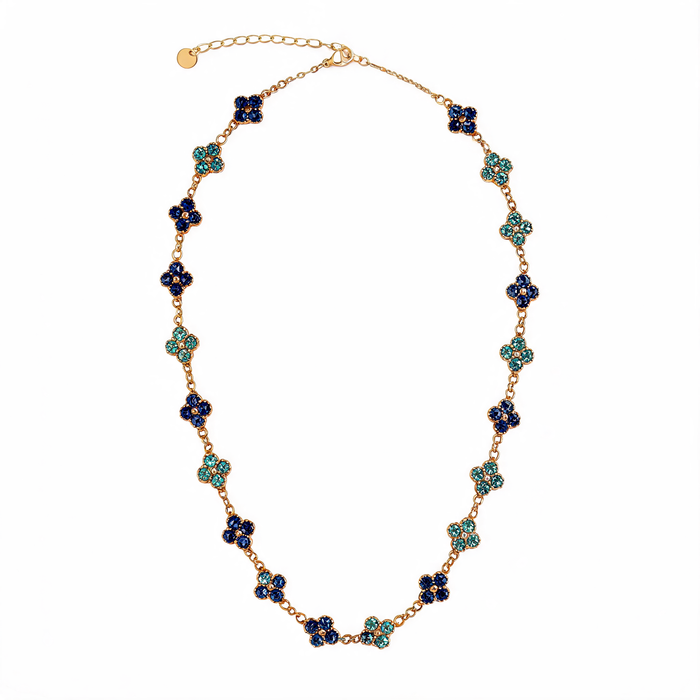 Collier Fleuri Bleu & Vert
