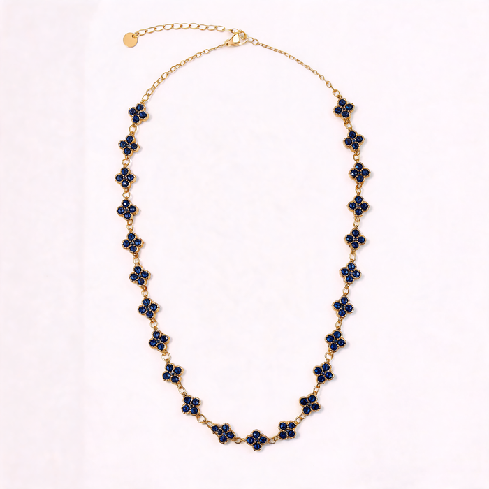 Collier Fleuri Bleu Nuit