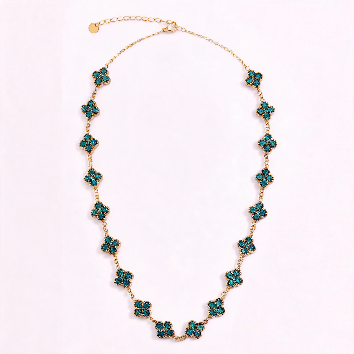 Collier Fleuri Vert Émeraude