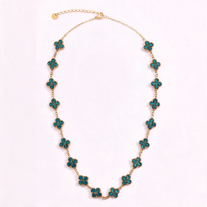 Collier Fleuri Vert Émeraude