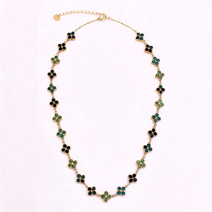 Collier Fleuri Vert & Noir