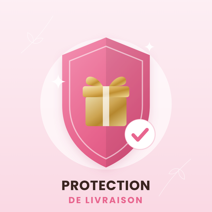 Protection de Livraison Catim — bouclier rosé avec colis doré